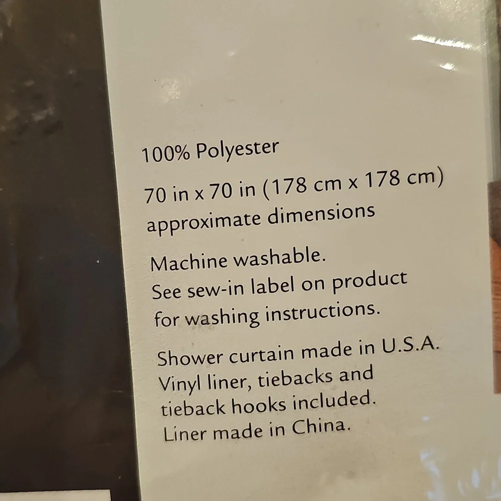 Palm Tree Shower Curtain - Cream - Valance Attached - No Liner